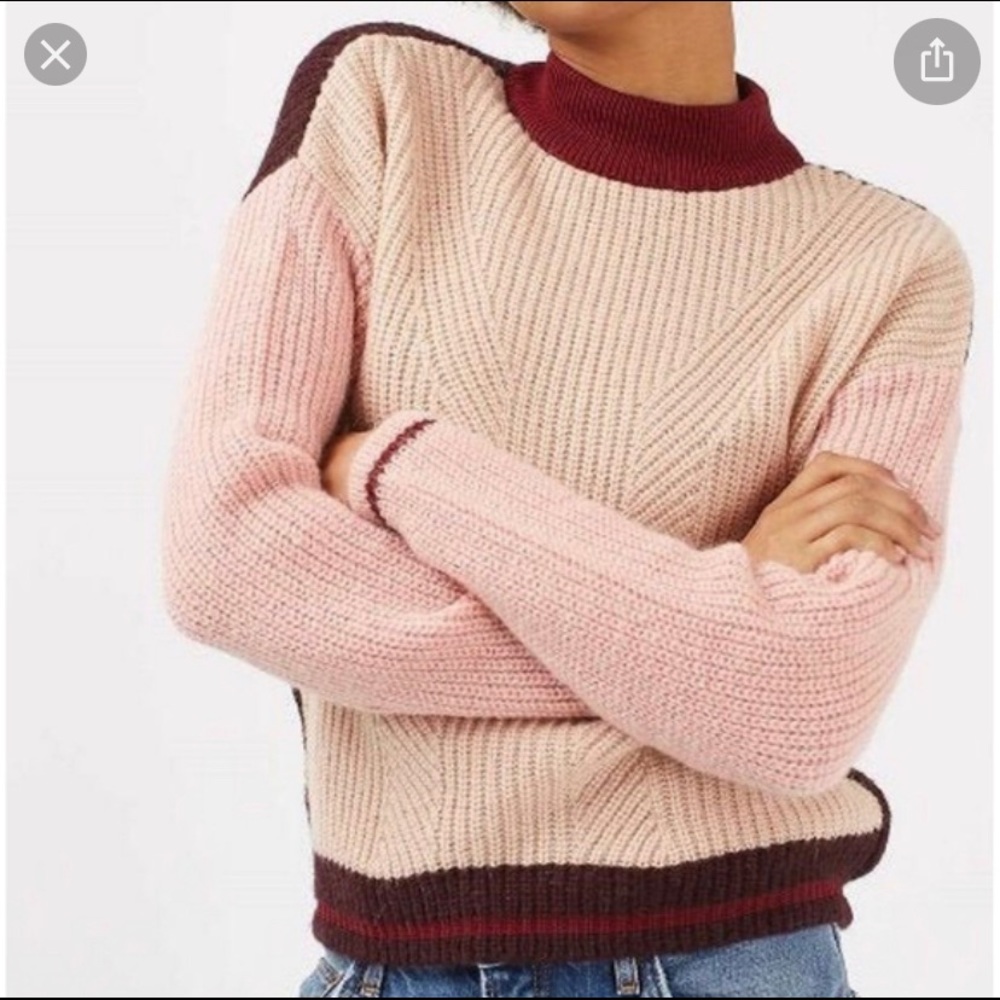 Topshop color block mock neck sweater